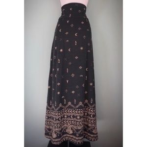 Mossimo High Waist Aztec Pattern Black Maxi Skirt
